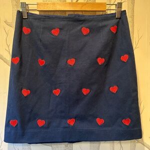 NWT Castaway Clothing Nantucket Navy Blue Heart Embroidered Ali Twill Skirt - Si